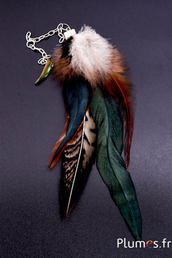 Pendentif avec plumes -  17-20 cm - naturel